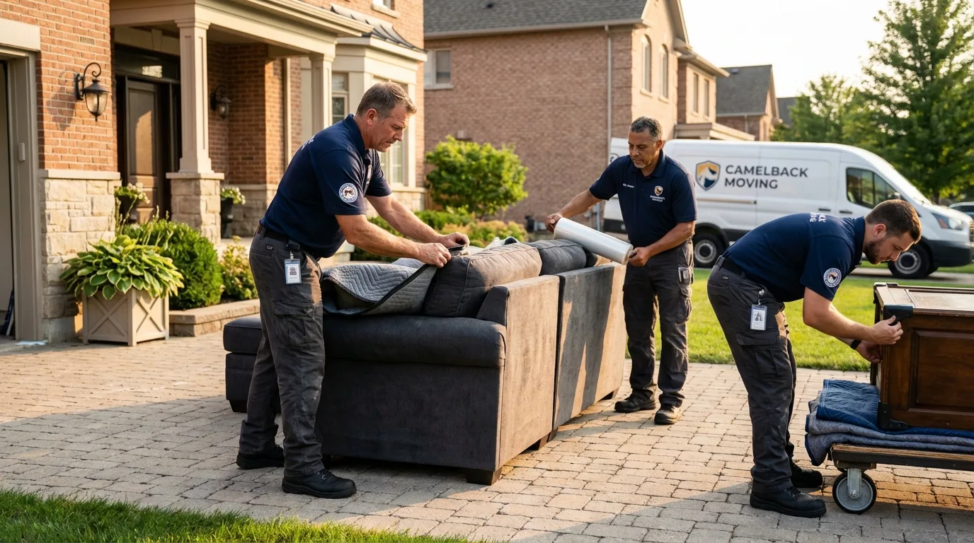 Large estate moving crew wrapping furniture in Hayward, WI